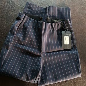 Rag&Bone Simone Skinny Snap Ankle High Waist Back Zipper Navy Stripe Size 0